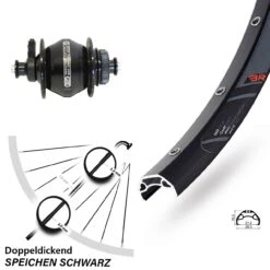 26 Zoll Rodi Blackrock Nabendynamo MTB Vorderrad Shutter Precision PL-8