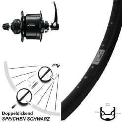 26 Zoll Ryde Andra 30 Vorderrad Schwarz Mit Shimano Alfine Nabendynamo
