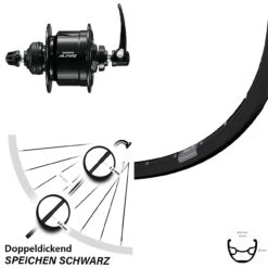 27,5 Zoll Vorderes Rad Mit Nabendynamo Ryde Rival 19 Shimano DH-S501 Centerlock Schwarz