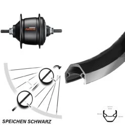 28 Zoll Hinterrad Ryde Zac 2000 Shimano Nexus 8-Gang Freilauf Schwarz