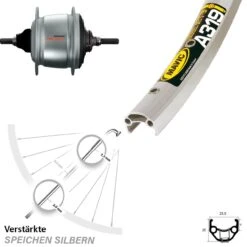 28 Zoll Mavic A 319 Hinterrad Mit Shimano Nexus 8-Gang Silbern