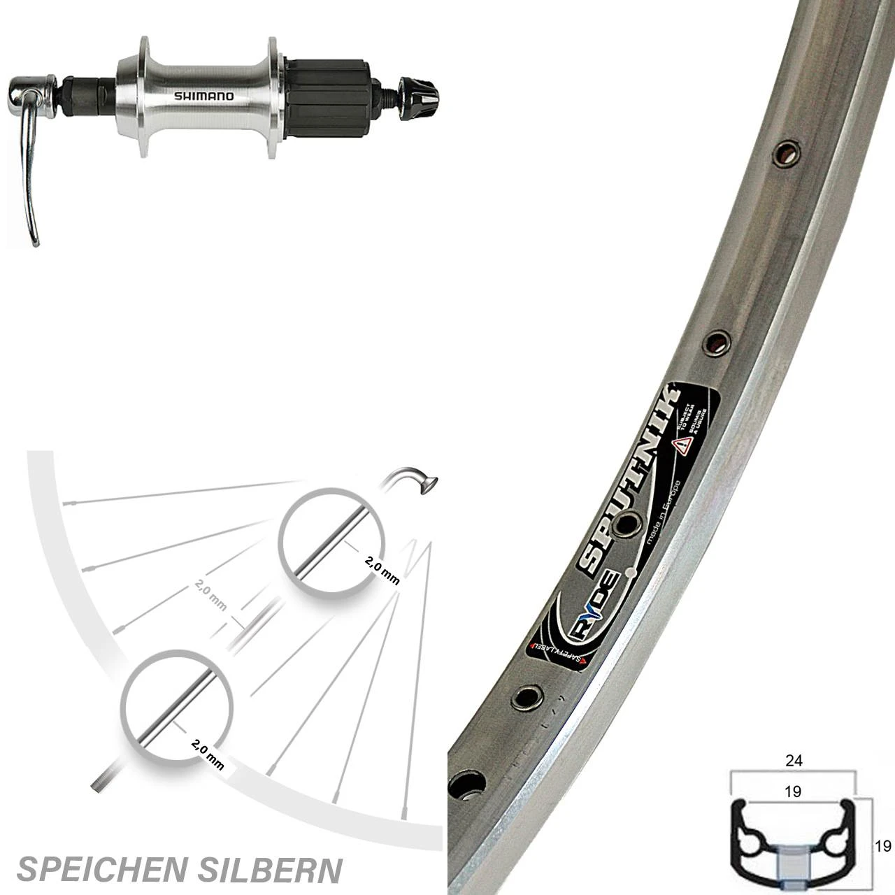 28 Zoll Ryde Sputnik Poliert Mit Shimano 8-10-fach Nabe 1 28 Zoll Ryde Sputnik Poliert Mit Shimano 8-10-fach Nabe