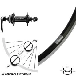 28 Zoll Vorderrad Ryde Andra 35 Schwarz Mit Shimano Deore Centerlock