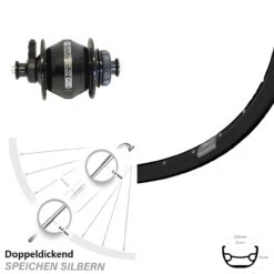 Shutter PL8 Nabendynamo Ryde Rival 21 Scheibenbrems- Fahrrad-Laufrad 28 Zoll