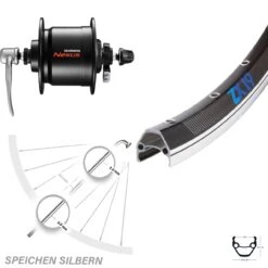 Exal 26 Zoll Vorderrad ZX19 Schwarz Mit Shimano Nabendynamo DH-C3000