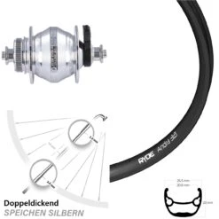 Vorderrad Fahrrad 28-29 Zoll Ryde Andra 321 Shutter PL8 Nabendynamo Centerlock
