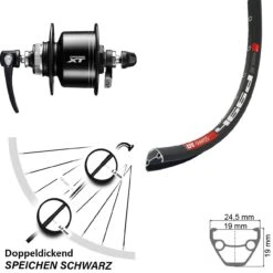 Dt-swiss 27,5 Zoll Vorderrad Mit Nabendynamo DT Swiss 466 Shimano XT DH-T8000 Centerlock
