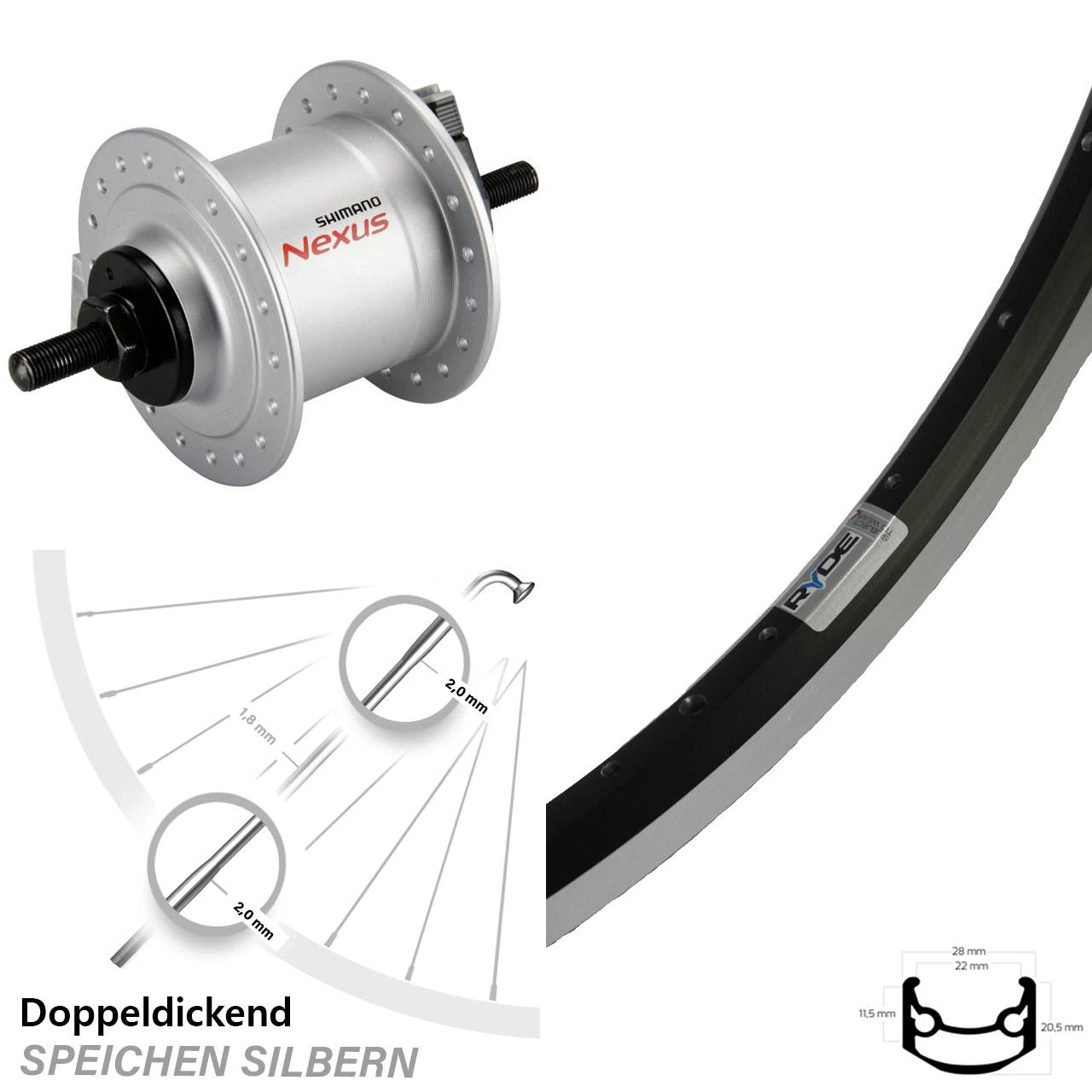 Ryde Fahrrad Nabendynamolaufrad Shimano DH-C3000-1N Andra 35 28 Zoll 1 Ryde Fahrrad Nabendynamolaufrad Shimano DH-C3000-1N Andra 35 28 Zoll