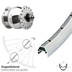 Vorderes Rad Mit Nabendynamo Son 28 Poliert Ryde ZAC 2000 26 Zoll