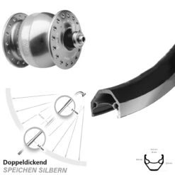 Son 28 Silbern Eloxiert Ryde ZAC 2000 Vorderrad 26 Zoll Schwarz