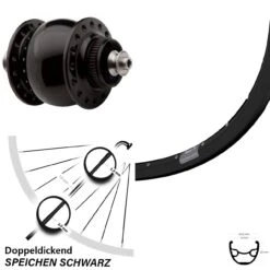 Son Delux Schwarz Centerlock Ryde Rival 19 Scheibenbrems-Vorderrad 27,5 Zoll