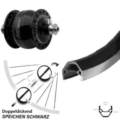 Vorderrad Fahrrad 26 Zoll Ryde ZAC 2000 Schwarz Son Delux Nabendynamo