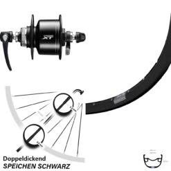 Laufrad 27,5 Zoll Ryde Rival 23 Disc Schwarz Shimano Deore XT DH-T8000-3D