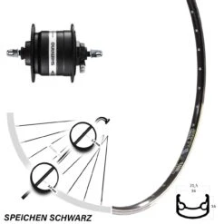 28 Zoll Nabendynamo Vorderrad DRC ST-16 Shimano DH-3N31 Schwarz