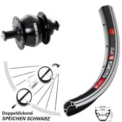 Dt-swiss Vorderrad Fahrrad 26 Zoll DT Swiss 535 Schwarz Mit Shutter Nabendynamo