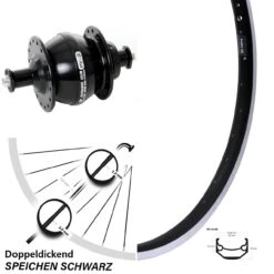 Shutter Precision PV8 Nabendynamo Ryde Andra 40 Vorderrad 26 Zoll Schwarz