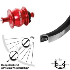 26 Zoll Nabendynamolaufrad Ryde Andra 30 Shutter Precision PV-8 Rot