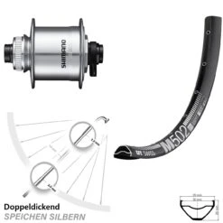 Dt-swiss Nabendynamo Vorderrad Shimano DH-UR708-3D DT Swiss M 502 27,5 Zoll Für Scheibenbremse