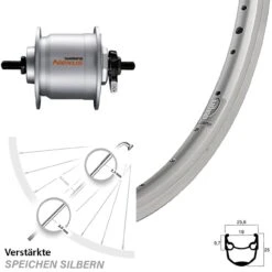 Vorderrad 28 Zoll Ryde Andra 10 Mit Shimano Nabendynamo Silbern