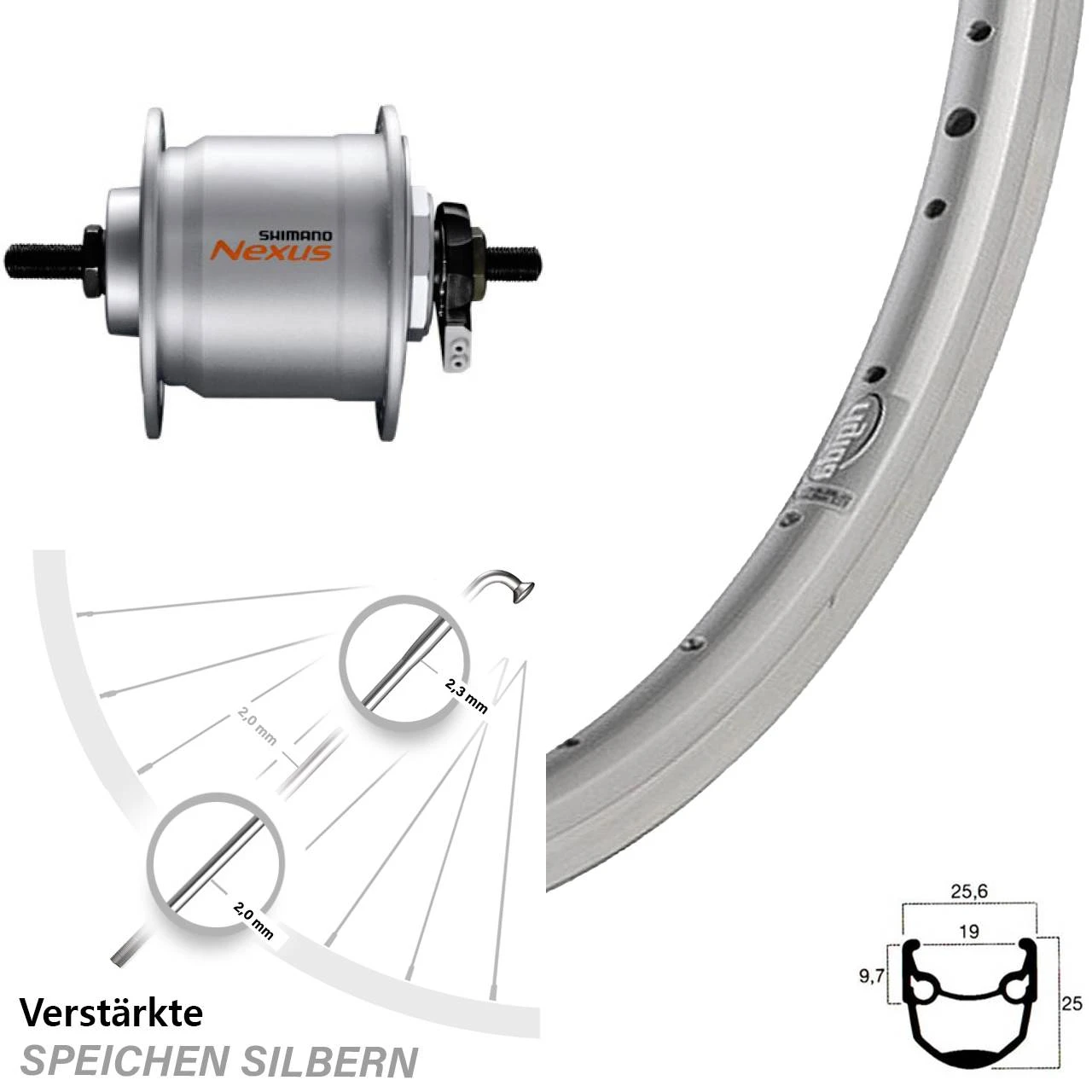 Vorderrad 28 Zoll Ryde Andra 10 Mit Shimano Nabendynamo Silbern 1 Vorderrad 28 Zoll Ryde Andra 10 Mit Shimano Nabendynamo Silbern