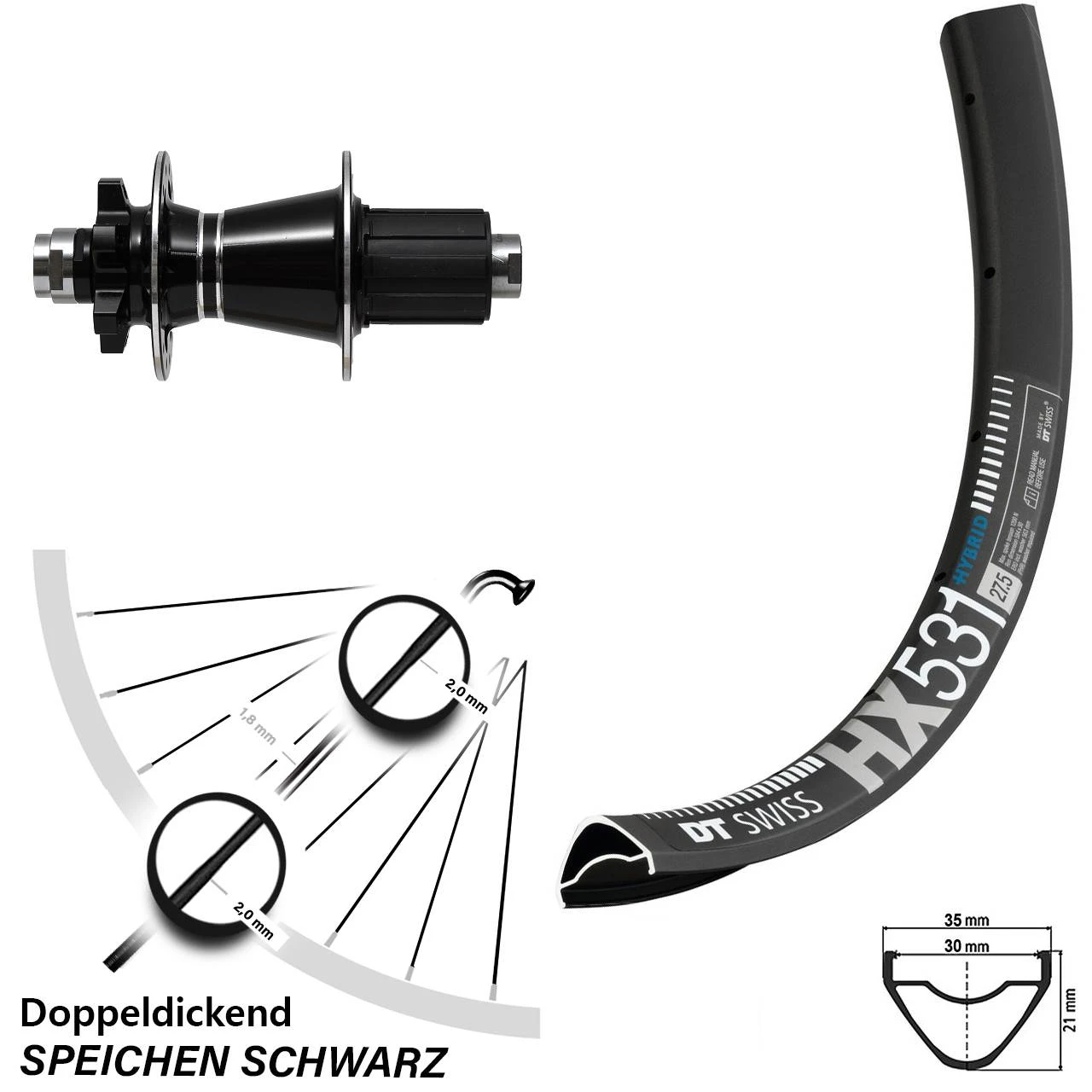 Dt-swiss DT Swiss HX 531 Scheibenbrems-Hinterrad 27,5 Zoll Formula 6-Loch 1 Dt-swiss DT Swiss HX 531 Scheibenbrems-Hinterrad 27,5 Zoll Formula 6-Loch