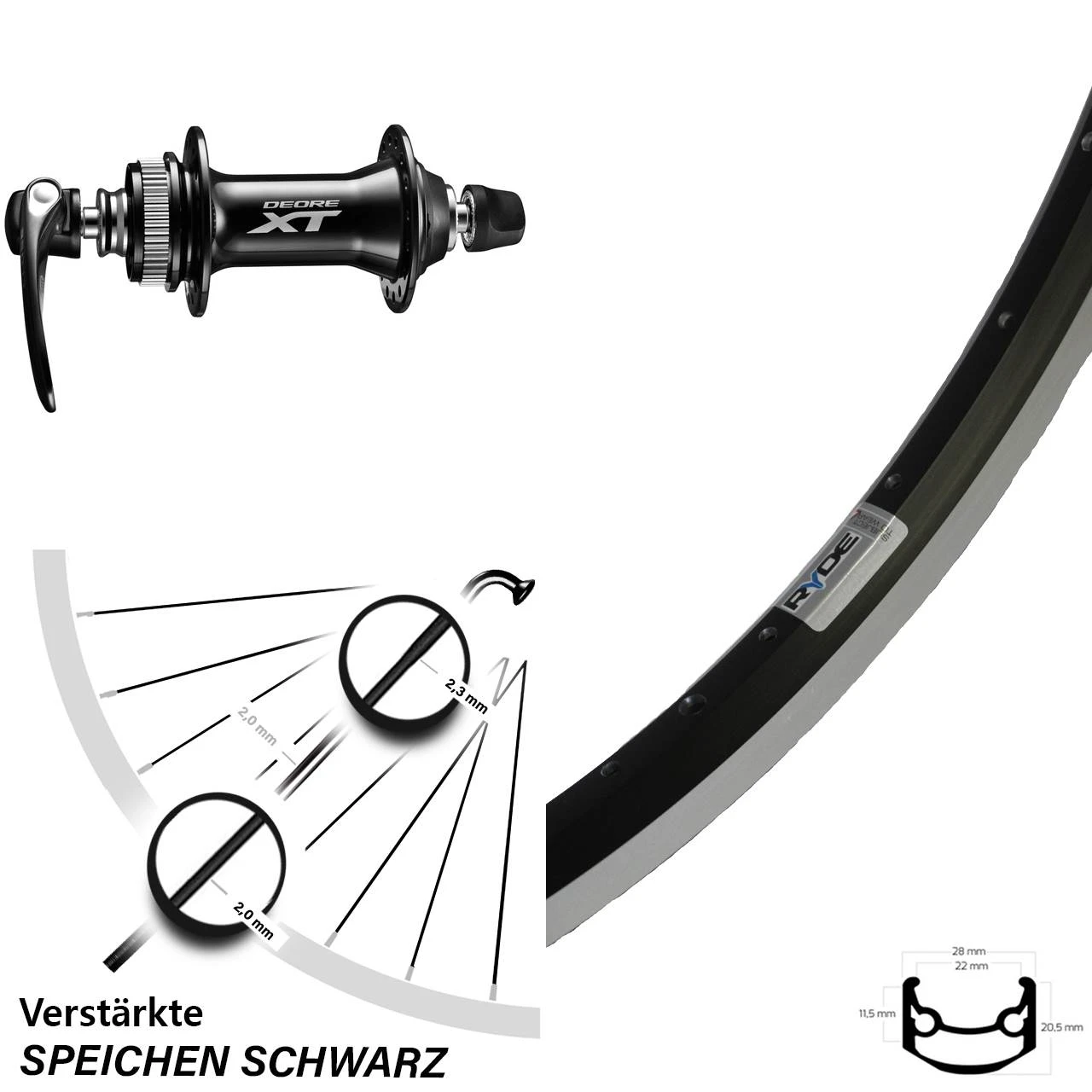 27,5 Zoll Vorderrad Shimano Deore XT Ryde Andra 35 1 27,5 Zoll Vorderrad Shimano Deore XT Ryde Andra 35