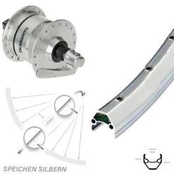 Vorderrad Fahrrad 26 Zoll Ryde Zac 2000 Mit Shimano DH3N72 Nabendynamo Silber