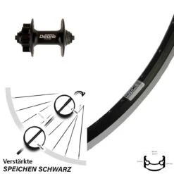 27,5 Zoll Ryde Andra 35 Vorderradnabe Shimano Deore HB-M525 Schwarz Disc 6-Loch Hohlachse