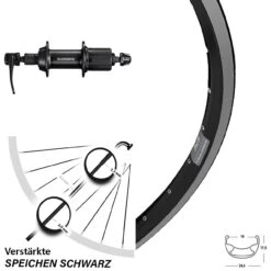 28 Zoll Ryde Zac 19 Hinterrad Shimano 7-Fach Schwarz