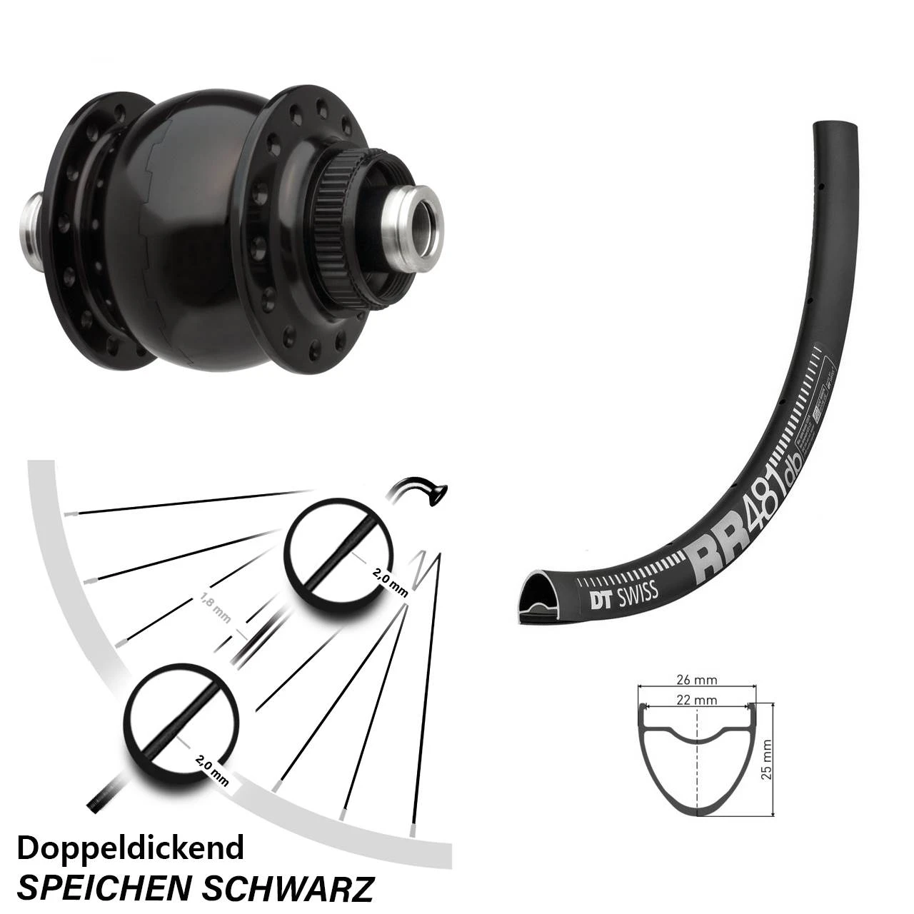 Dt-swiss 27,5 Zoll Vorderrad Mit Nabendynamo DT Swiss RR 481 DB Son Delux Centerlock 1 Dt-swiss 27,5 Zoll Vorderrad Mit Nabendynamo DT Swiss RR 481 DB Son Delux Centerlock