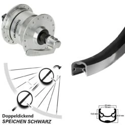 Vorderrad Fahrrad 26 Zoll Ryde Andra 30 Schwarz Shimano DH3N72 Nabendynamo