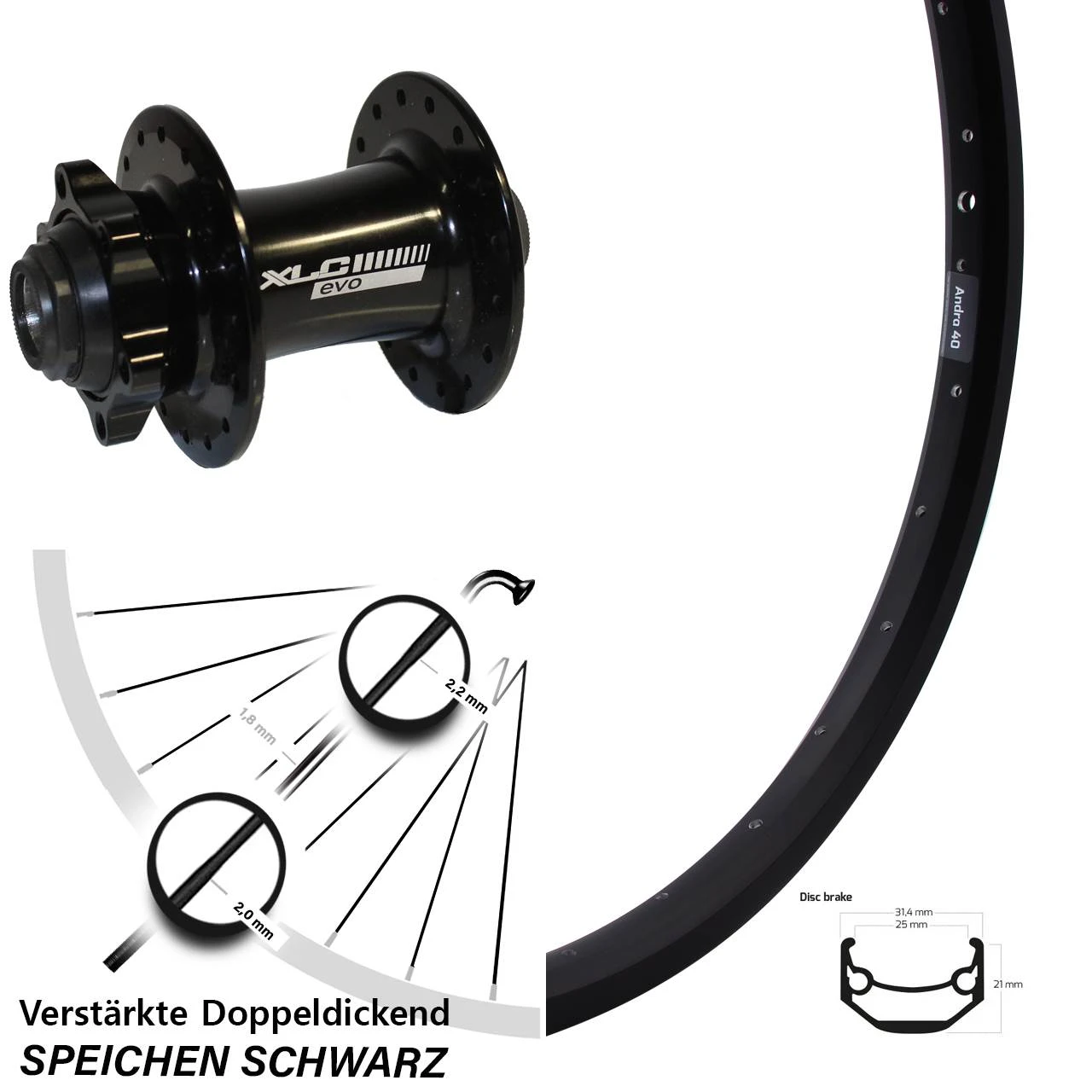 27,5 Zoll Vorderrad Ryde Andra 40 XLC Evo 15x100 Mm 1 27,5 Zoll Vorderrad Ryde Andra 40 XLC Evo 15x100 Mm