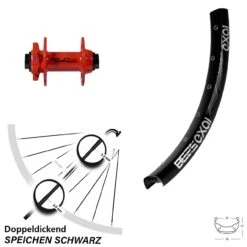Vorderrad 27,5 Zoll Exal BE 25 Nabe XLC Rot Steckachse