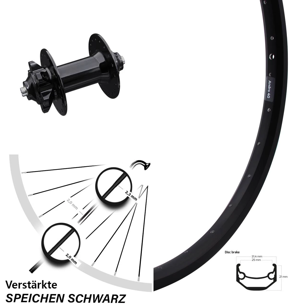 26 Zoll Vorderrad Ryde Andra 40 Disc Mit Formula DC91-V2 Nabe 1 26 Zoll Vorderrad Ryde Andra 40 Disc Mit Formula DC91-V2 Nabe