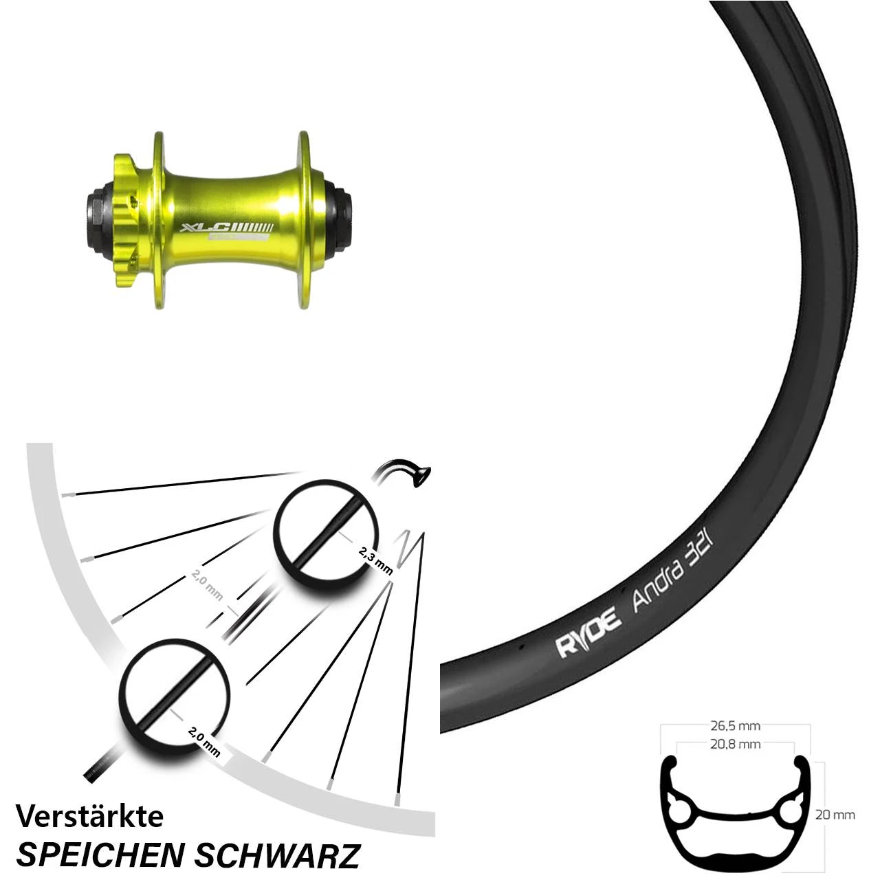 27,5 Zoll Vorderrad XLC Evo Grün Ryde Andra 321 1 27,5 Zoll Vorderrad XLC Evo Grün Ryde Andra 321