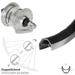 26 Zoll Nabendynamo Vorderrad Ryde ZAC 2000 Shimano DH-3N72