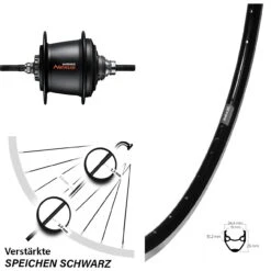 Hinterrad 28 Zoll Ryde Andra 20 Shimano Nexus 7-Gang Nabe Freilauf Schwarz