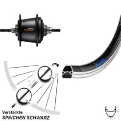 Shimano 7 Gang Freilauf Nabenschaltung Exal XP-19 Hinterrad 28 Zoll