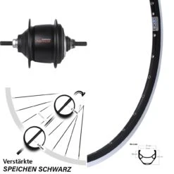 26 Zoll Hinterrad Ryde Zac 421 Schwarz Shimano Nexus 8 Gang Premium