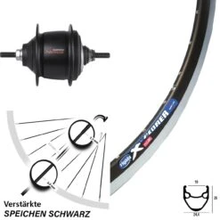 28 Zoll Hinterrad Fahrrad Ryde X-Plorer Shimano Nexus 8 Gang Premium Schwarz