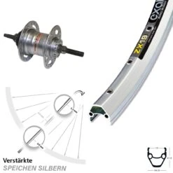 28 Zol Hinterrad Shimano 3 Gang Für Rollenbremse Exal ZX19 Silbern