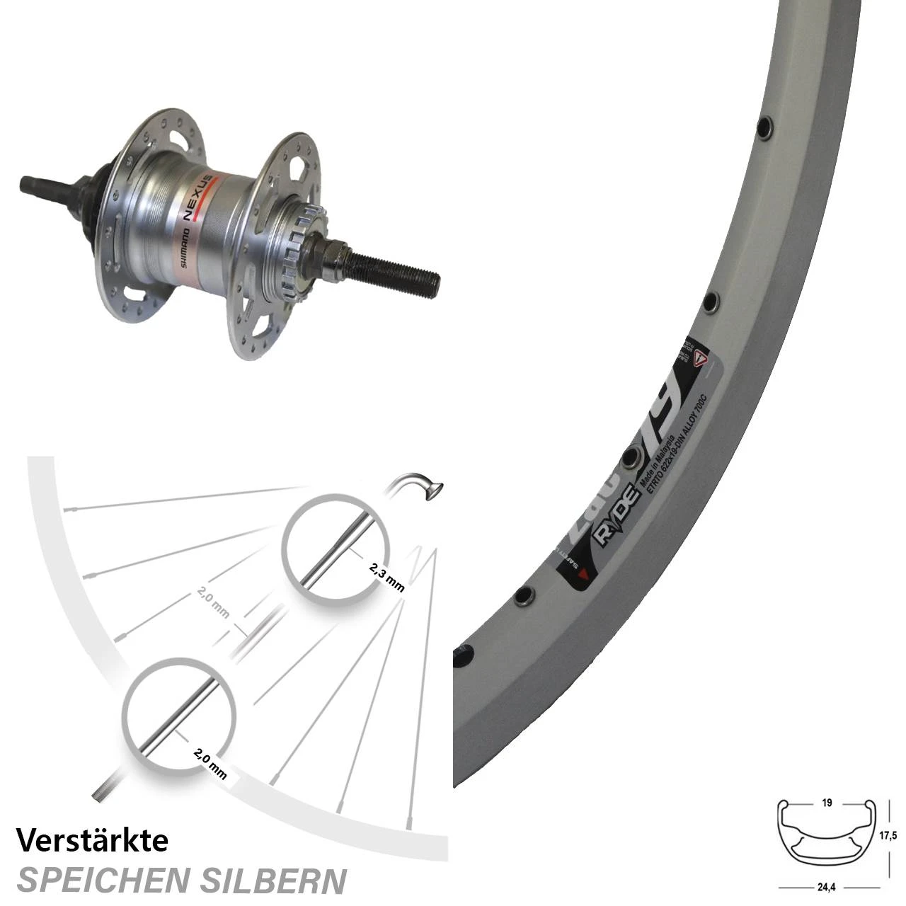 26 Zoll Hinterrad Shimano Nexus 3 Gang Für Rollenbremse Exal Zac19 Silbern 1 26 Zoll Hinterrad Shimano Nexus 3 Gang Für Rollenbremse Exal Zac19 Silbern