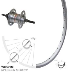 27,5 Zoll Ryde Zac 421 Silbern Hinterrad Shimano 3 Gang Für Rollenbremse