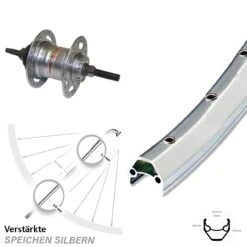 Hinterrad 28 Zol Shimano 3 Gang Für Rollenbremse Ryde Zac2000 Silbern