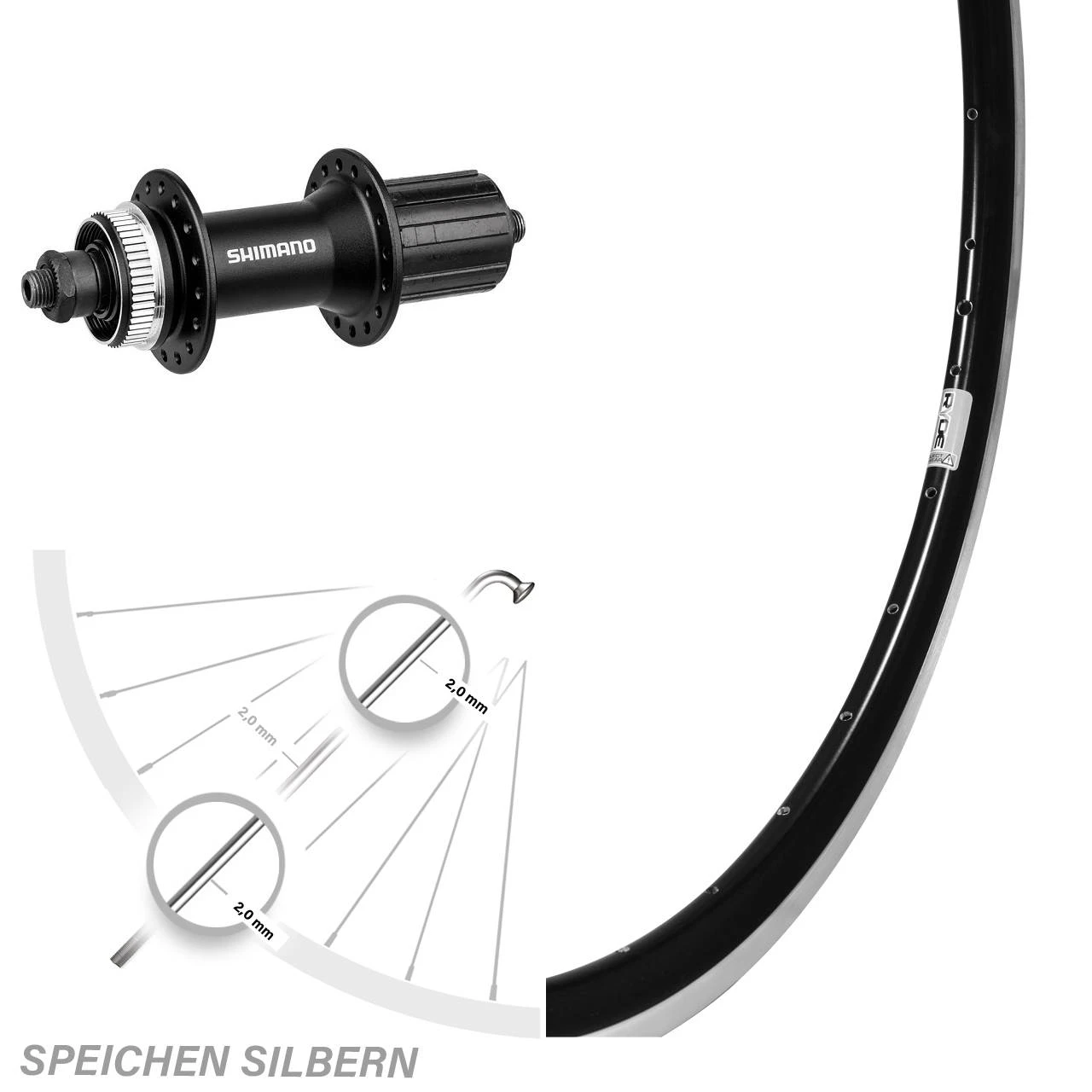 Ryde Dutch 19 Hinterrad 28 Zoll Mit Shimano Alivio FH-M4050 Nabe 1 Ryde Dutch 19 Hinterrad 28 Zoll Mit Shimano Alivio FH-M4050 Nabe