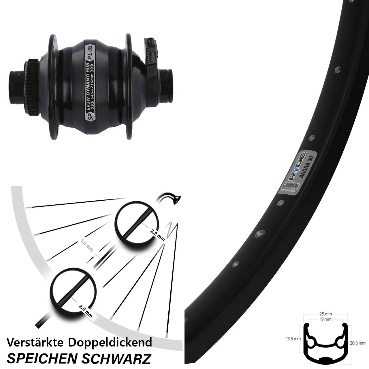 26 Zoll Vorderrad Shutter Precision PL-8X Ryde Andra 30 Disc Centerlock 1 26 Zoll Vorderrad Shutter Precision PL-8X Ryde Andra 30 Disc Centerlock