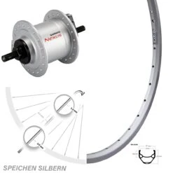 Vorderes Laufrad 28 Zoll Ryde ZAC 421 Silbern Shimano DH-C3000-1N