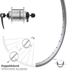 28 Zoll Vorderrad Fahrrad Ryde ZAC 421 Silbern Shimano DH-T4000