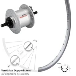 Shimano DH-C3000-1N Ryde ZAC 421 Fahrrad-Vorderrad 28 Zoll Silbern