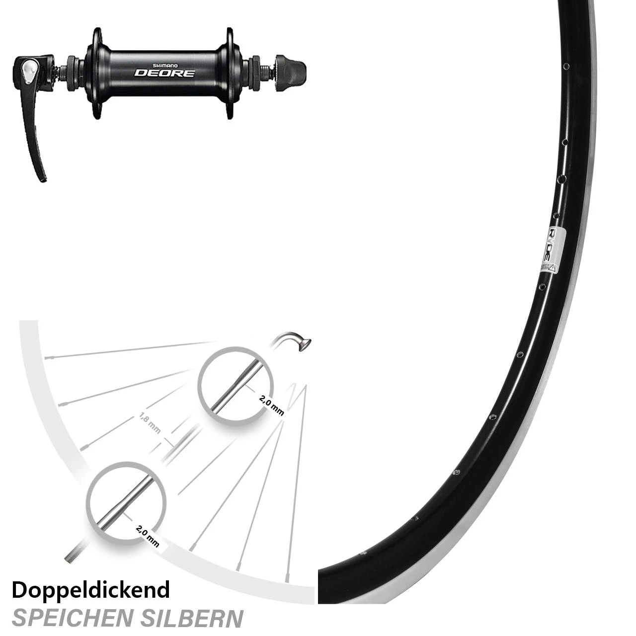 28 Zoll Laufrad Ryde Dutch 19 Shimano Deore HB-T610 1 28 Zoll Laufrad Ryde Dutch 19 Shimano Deore HB-T610